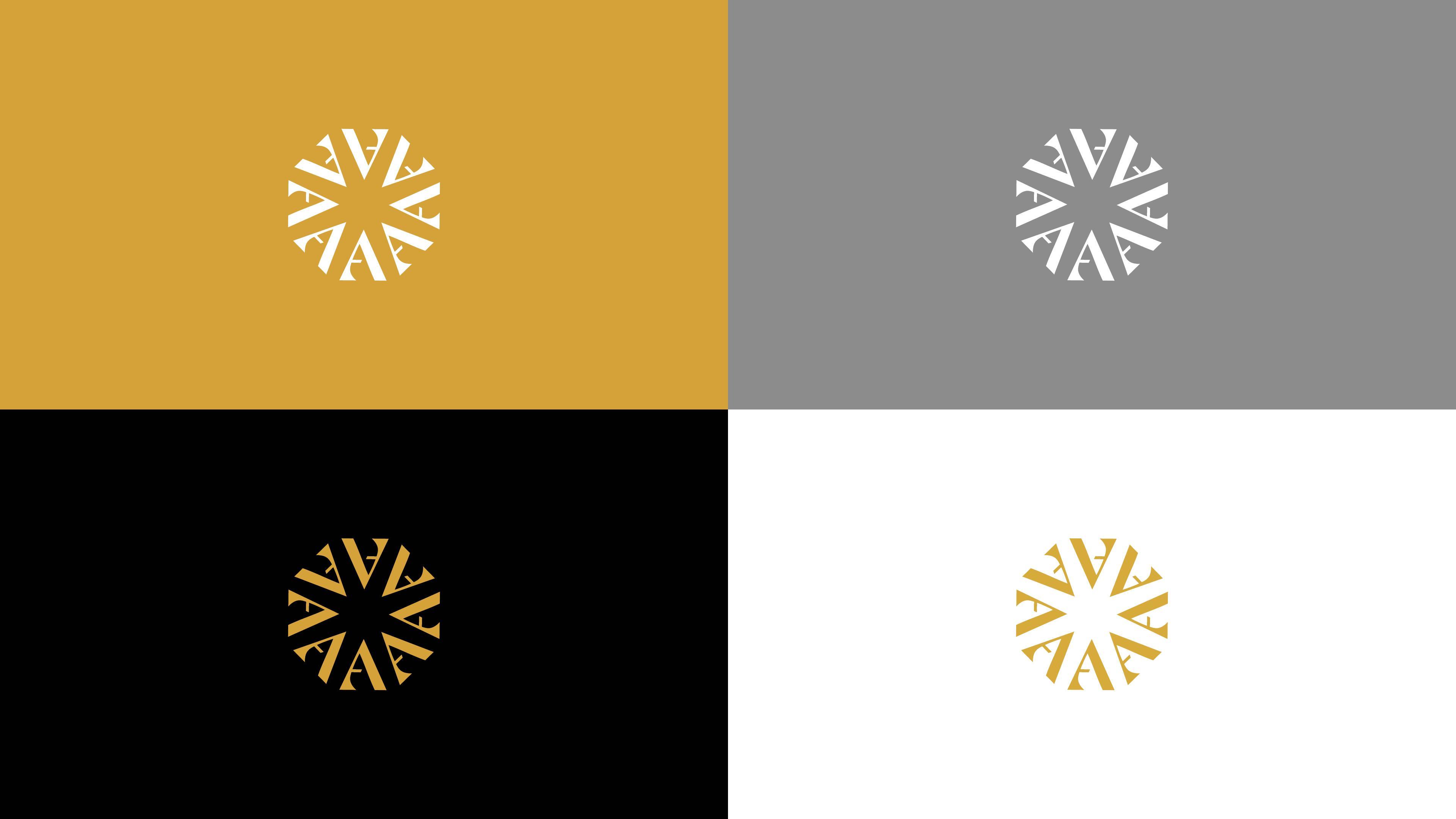 Símbolo Aurorah em quatro variantes — dourado, cinza, preto, branco